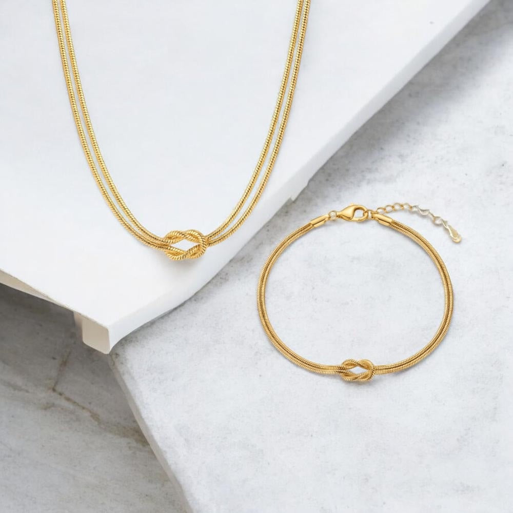 Knoten Halskette in Gold & Silber