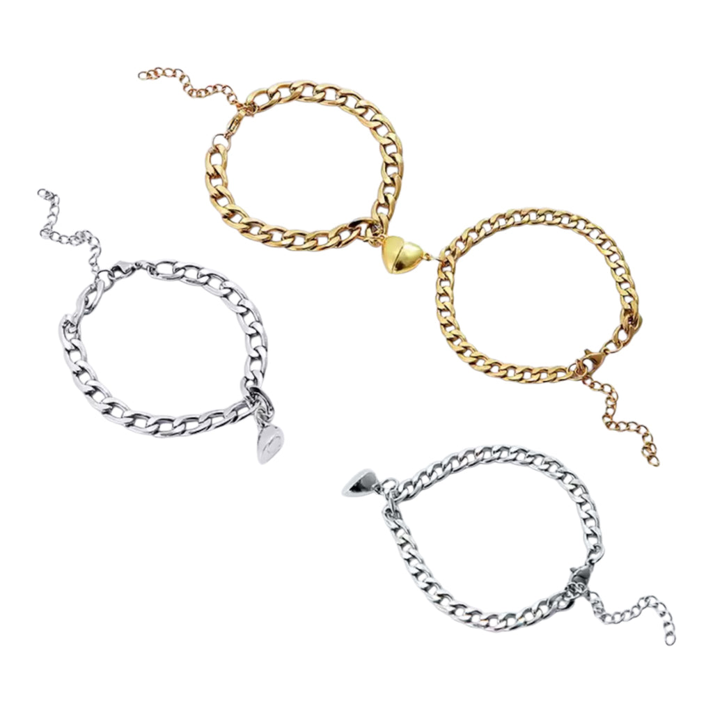 Verbundende Herzen Partnerarmband Set - magnetische Herzen für Paare