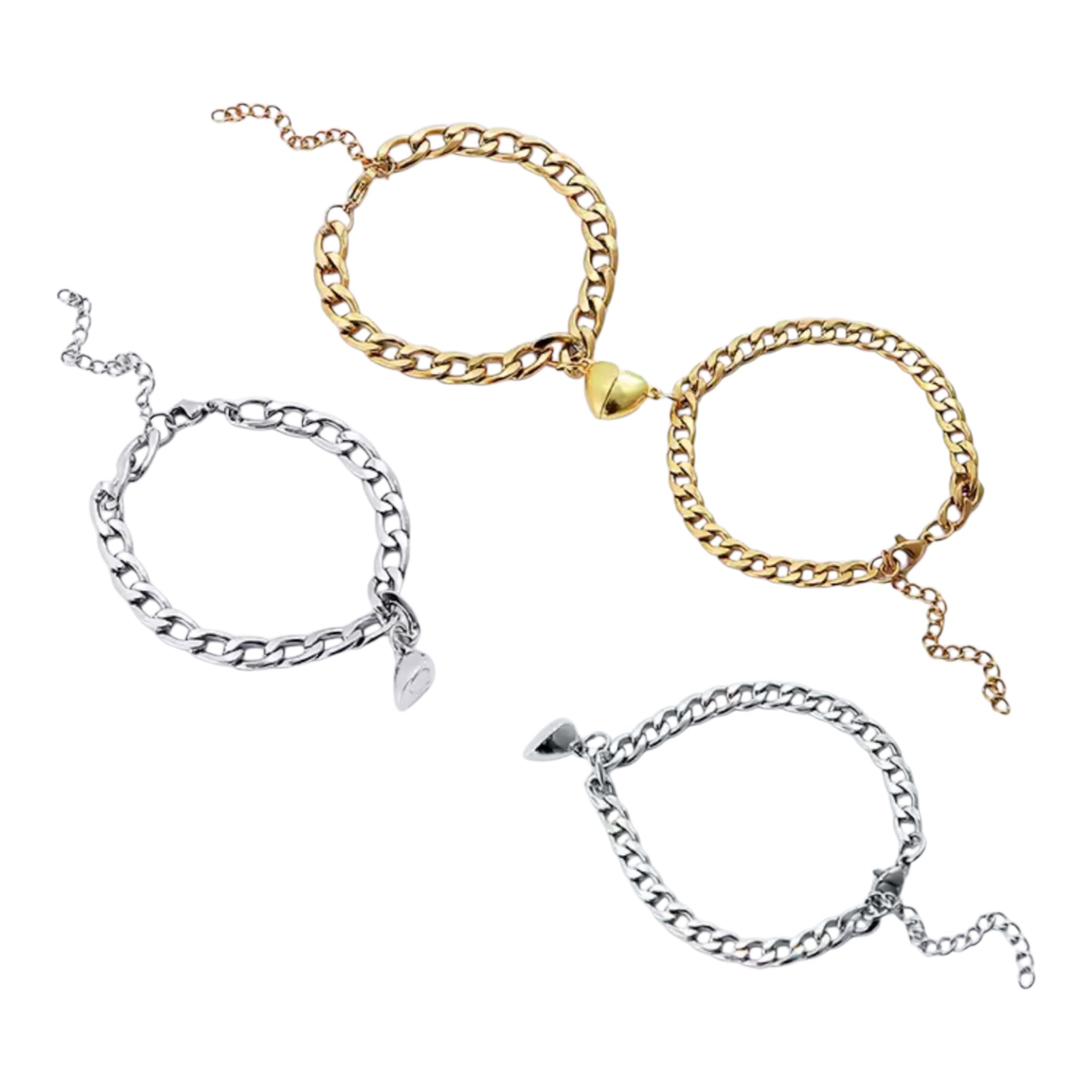 Verbundende Herzen Partnerarmband Set - magnetische Herzen für Paare