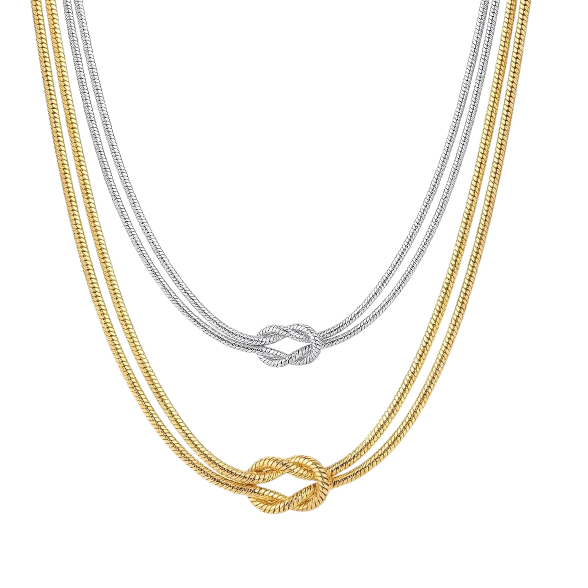Knoten Halskette in Gold & Silber