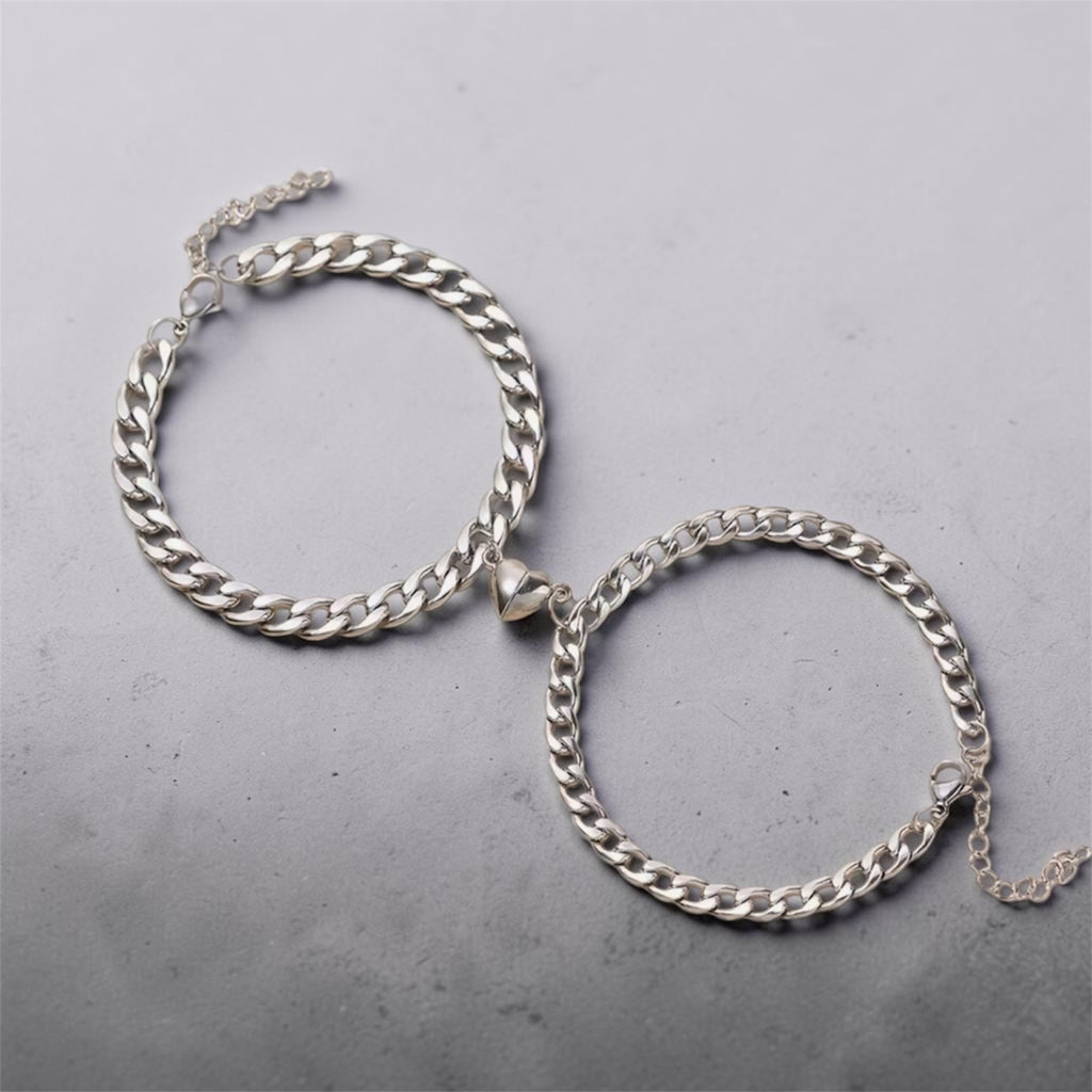 Verbundende Herzen Partnerarmband Set - magnetische Herzen für Paare