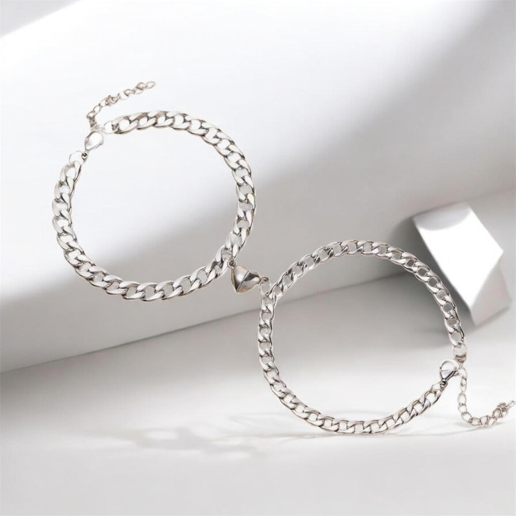 Verbundende Herzen Partnerarmband Set - magnetische Herzen für Paare
