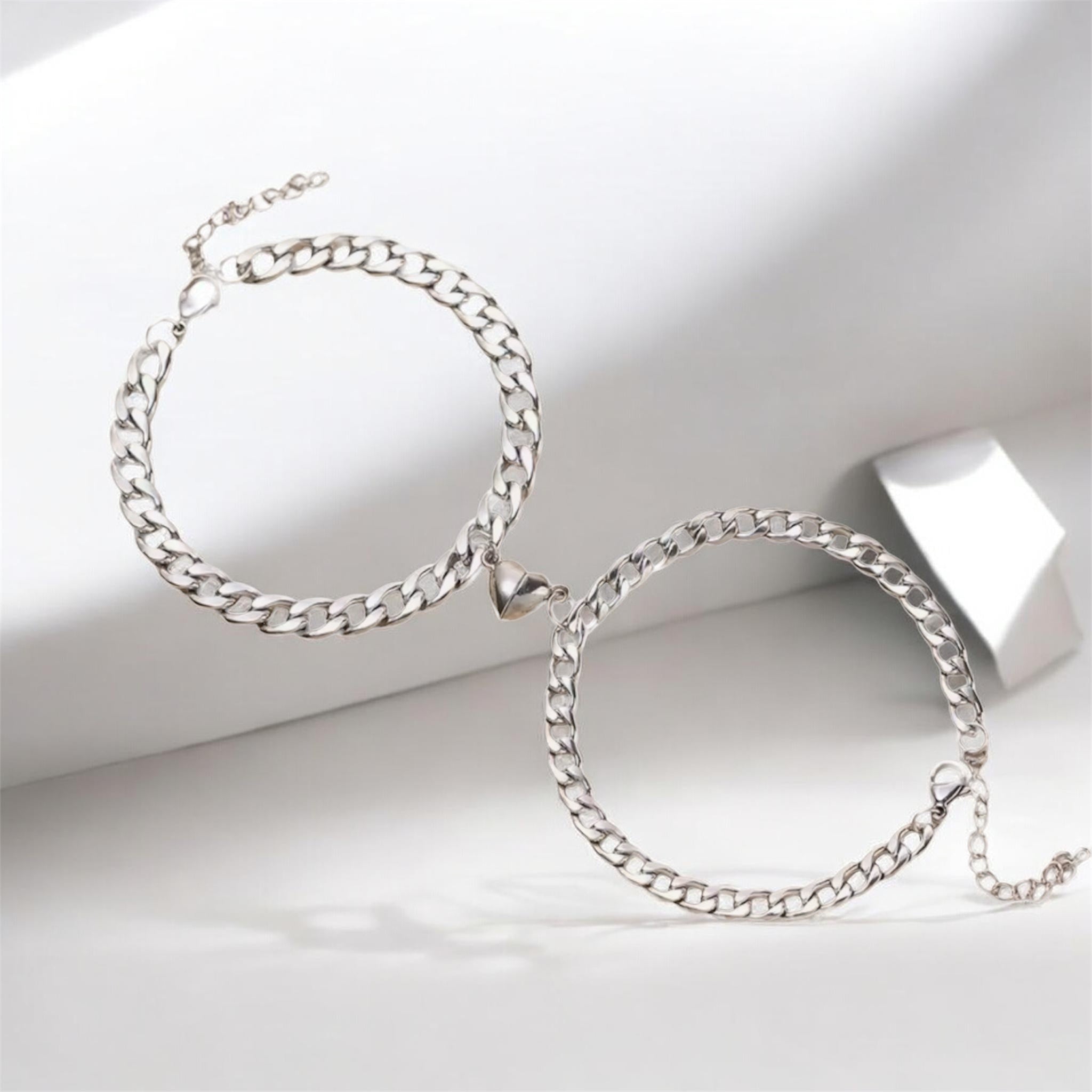 Verbundende Herzen Partnerarmband Set - magnetische Herzen für Paare