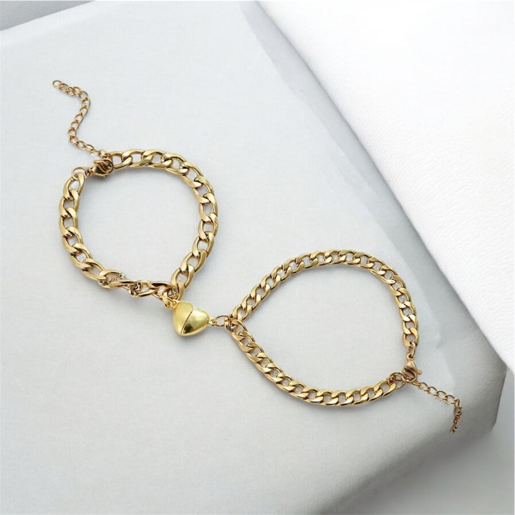 Verbundende Herzen Partnerarmband Set - magnetische Herzen für Paare